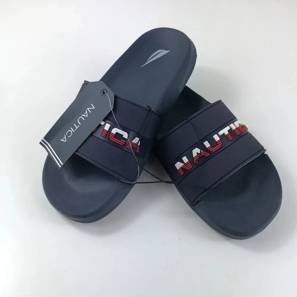 NEW Nautica Slides Boys Size 1 Slip-On Piro Sandals Athletic Athleisure